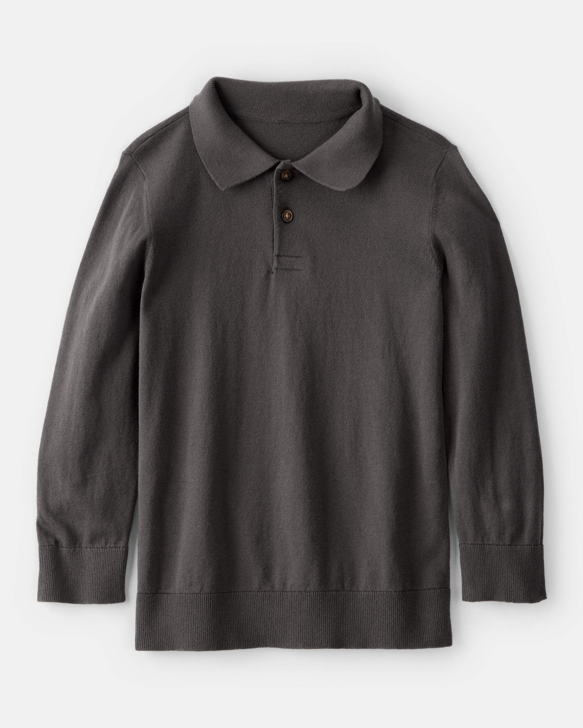 Boys Long-Sleeve Polo Sweater - Grey