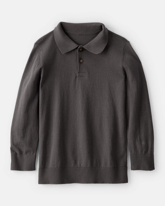 Product image 1 of Boys Long-Sleeve Polo Sweater - Grey
