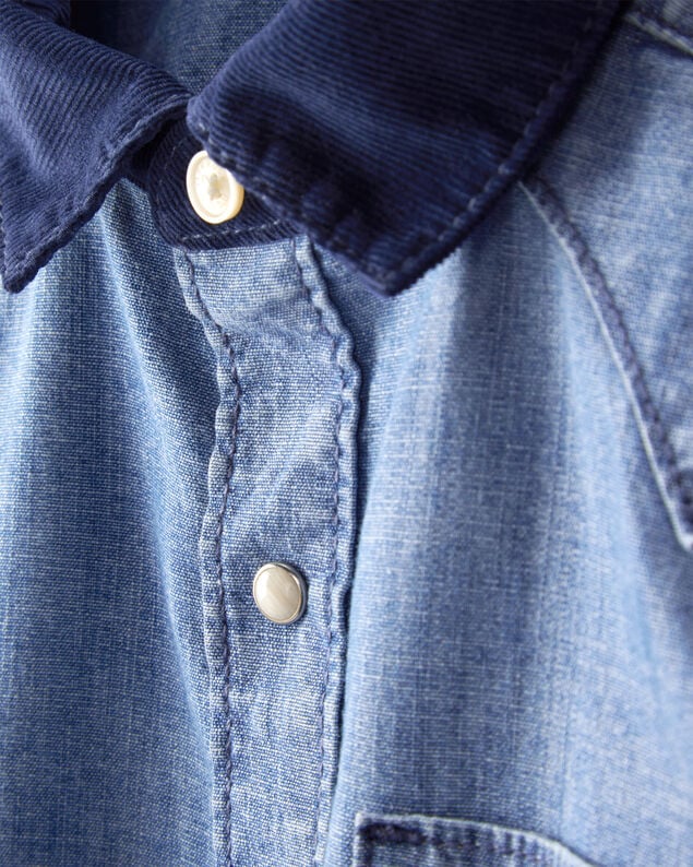 Product image 2 of Boys Western Chambray Long-Sleeve Button-Down Shirt - Blue