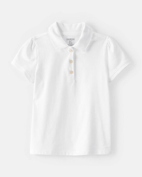 Toddler Pique Uniform Polo Shirt -  White