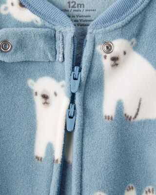 Product image 2 of Toddler Boy Polar Bear Loose Fit Long-Sleeve 2-Way Zip 1-Piece Pajamas