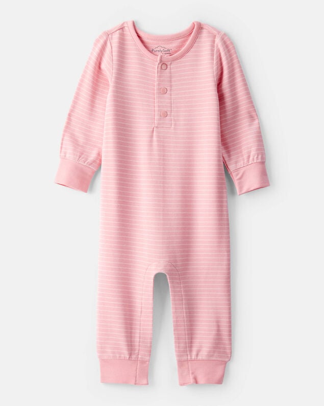 Product image 1 of Baby Girl PurelySoft Long-Sleeve Jumpsuit - Pink