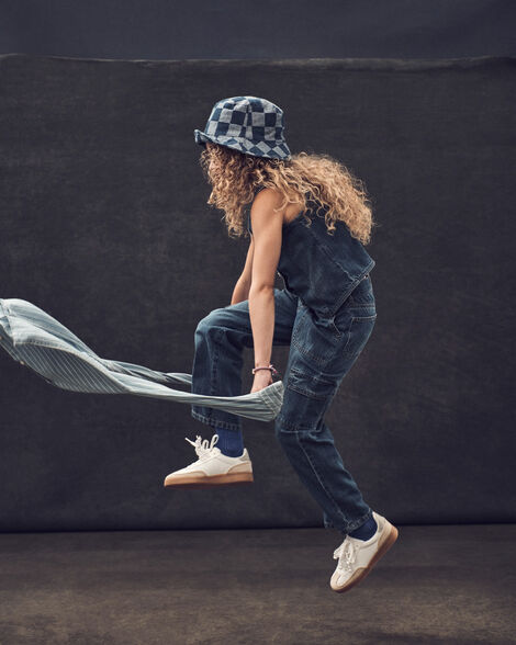 Product image 5 of Kid High Rise Cargo Denim Jeans - Blue Wash