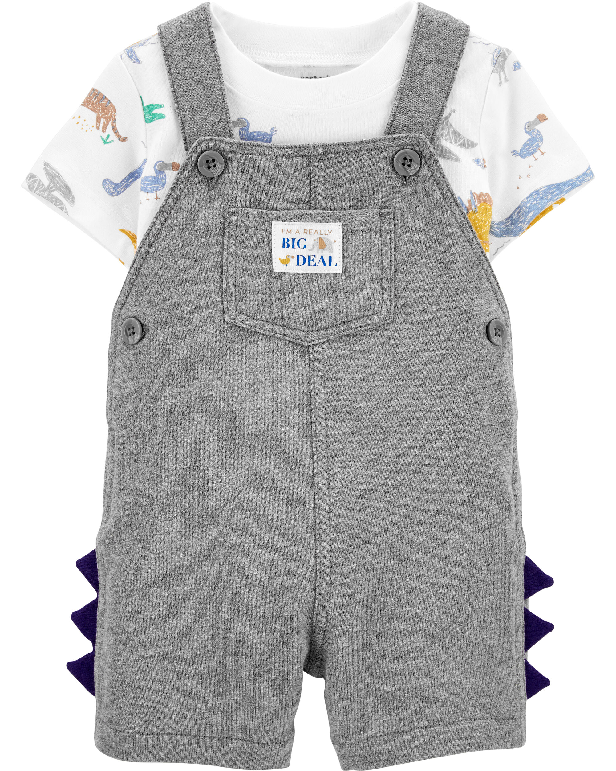 *CLEARANCE* 2-Piece Dinosaur Tee & Shortalls Set