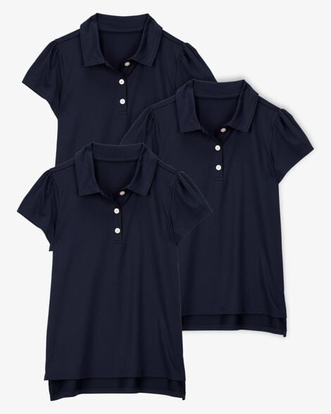 Product image 1 of Kid 3-Pack Active Uniform Polo Shirts in Moisture Wicking BeCool™ Fabric - Navy