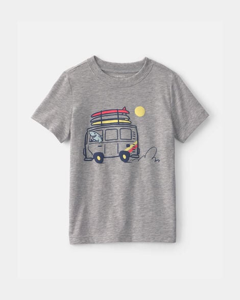 toddler boy cruising shark graphic tee - grey