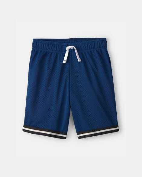Boys Striped Mesh Active Shorts - Navy