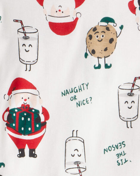  Product image 2 of Kid Christmas Santa Print 100% Cotton Long-Sleeve Snug Fit 2-Piece Pajamas - White