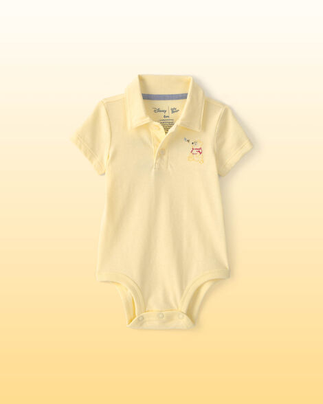 Baby Boy Disney© Winnie the Pooh Embroidered Polo Bodysuit with Back Art - Yellow