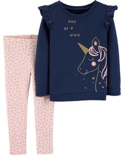 Piece Unicorn Fleece Top Star Legging Set Piece Unicorn Fleece Top Star Legging Set