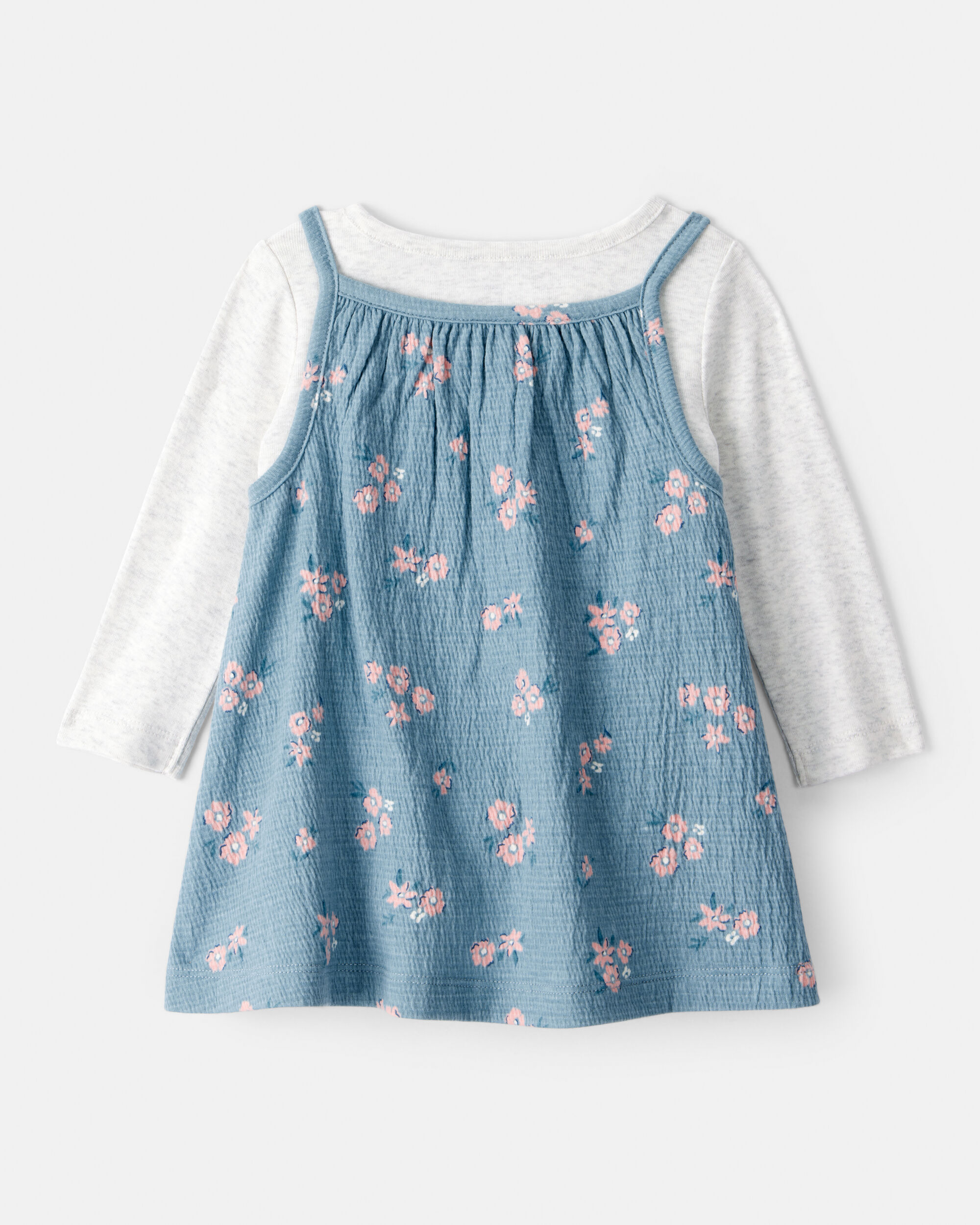 ワンピース [babylclub] Bunny gal dress (GRAY) Baby Girl 2-Piece Floral Long-Sleeve Dress Set - Blue
