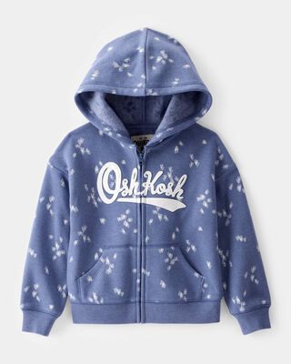 Product image 1 of Toddler Heart Print OshKosh Fleece Logo Zip Jacket - Blue