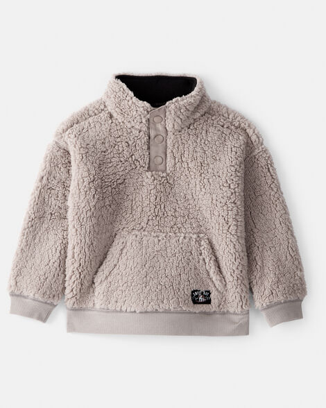 toddler boy sherpa pullover sweatshirt - brown