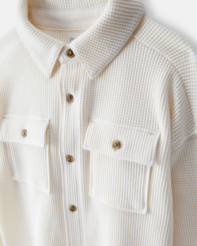 Product image 2 of Toddler Boy Long-Sleeve Waffle Knit Utility Shirt - White