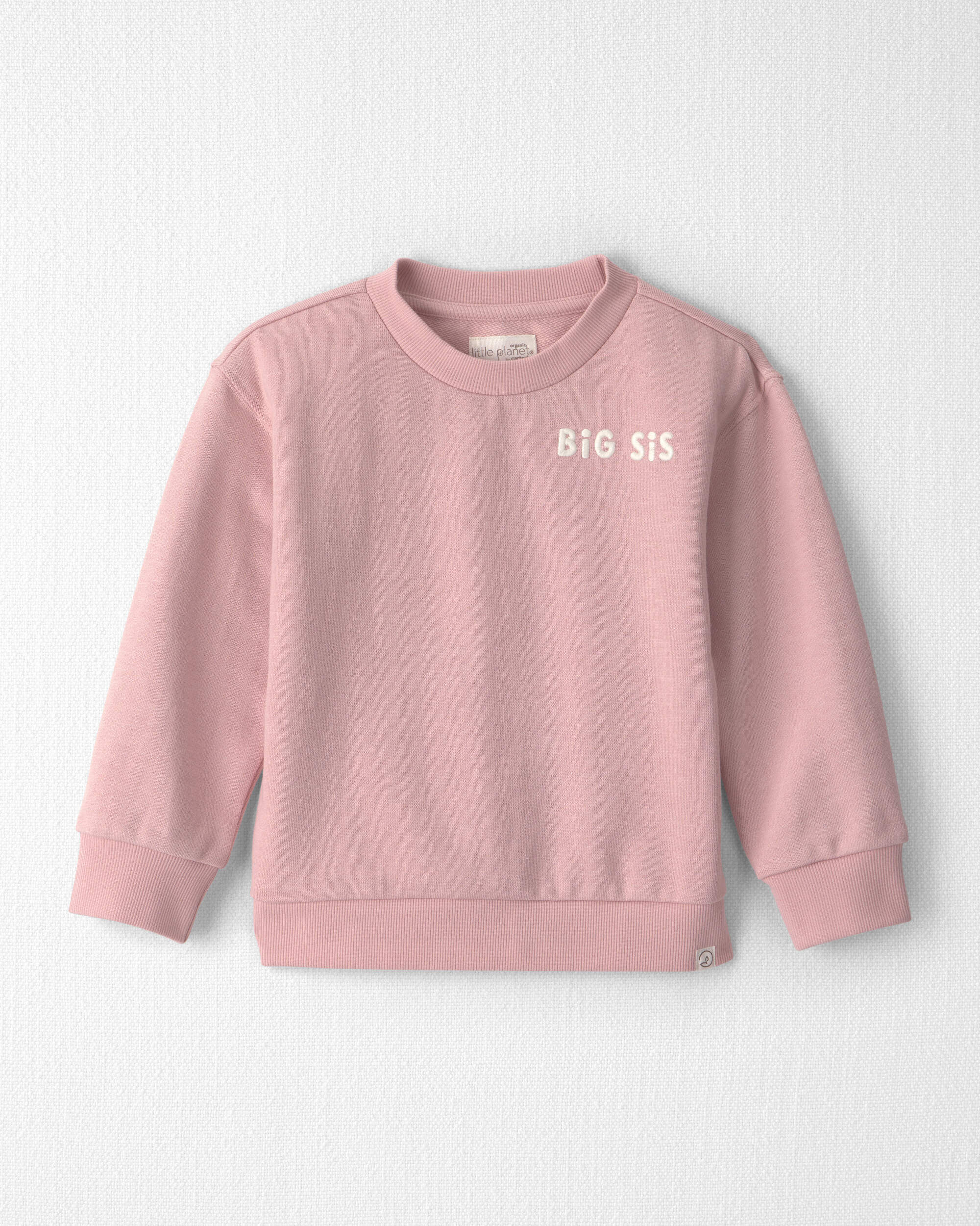 Little Planet Toddler Girl Organic Cotton Big Sis Pullover 2T Perfect Pink