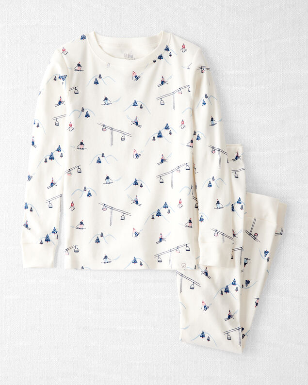 Toddler Girl French Terry Dress Made with Organic Cotton in Snowy Slopes Print