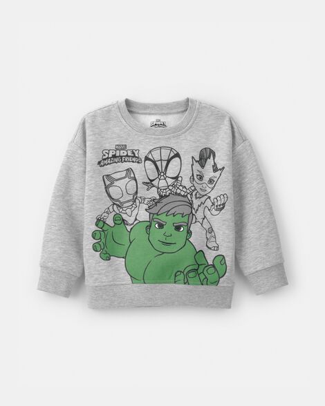 Toddler Boy ©Marvel The Incredible Hulk Fleece Pullover Sweatshirt - Grey