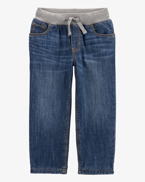  Product image 3 of Toddler Drawstring Fleece-Lined Jeans  - Dark Blue