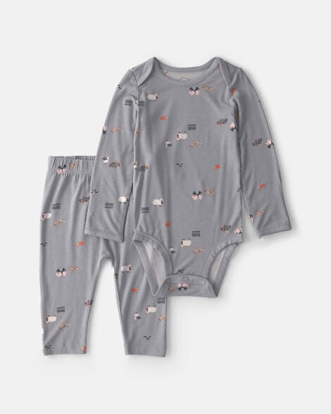 baby 2-piece halloween purelysoft™ long-sleeve bodysuit & pant set - grey