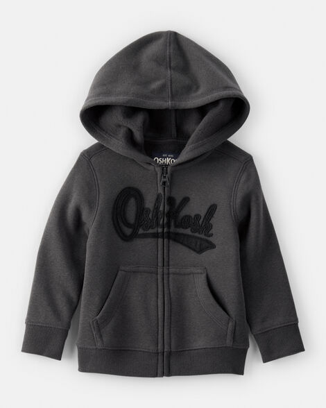 Toddler Boy OshKosh Logo Fleece Zip Jacket - Black