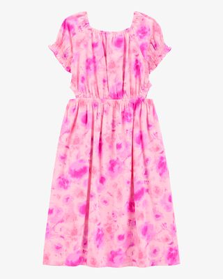 Product image 2 of Kid Cloud-Dye Linen Look-alike Maxi Dress- Pink