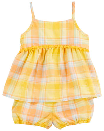 Baby 2-Piece Plaid Set with Bubble Shorts