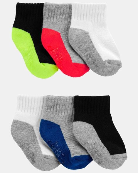 toddler boy 6-pack color block ankle socks