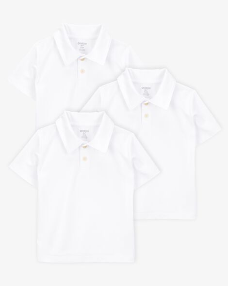  Product image 1 of Toddler 3-Pack Active Uniform Polo Shirts in Moisture Wicking BeCool™ Fabric - White