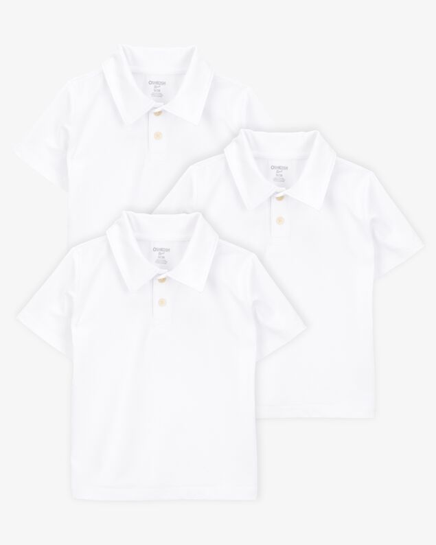 Product image 1 of Toddler 3-Pack Active Uniform Polo Shirts in Moisture Wicking BeCool™ Fabric - White
