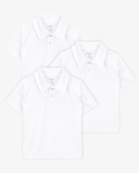 Product image 1 of Toddler 3-Pack Active Uniform Polo Shirts in Moisture Wicking BeCool™ Fabric - White