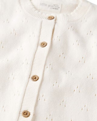 Product image 2 of Baby Girl Organic Cotton Sweater Knit Pointelle Jumpsuit