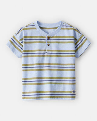 Product image 1 of Toddler Boy Striped Short-Sleeve Henley Tee - Blue
