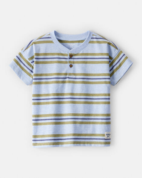Product image 1 of Toddler Boy Striped Short-Sleeve Henley Tee - Blue