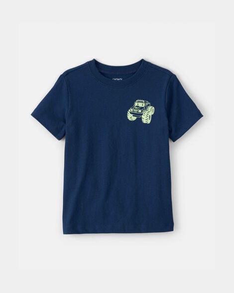 toddler boy monster truck graphic tee - blue