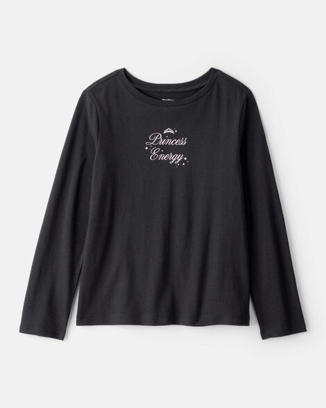 Girls Princess Long-Sleeve Graphic Tee - Black