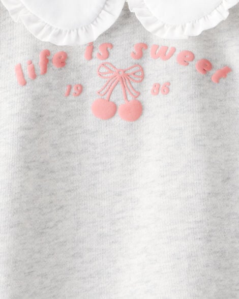 Toddler Girl Cherry French Terry Short-Sleeve Graphic Tee - White