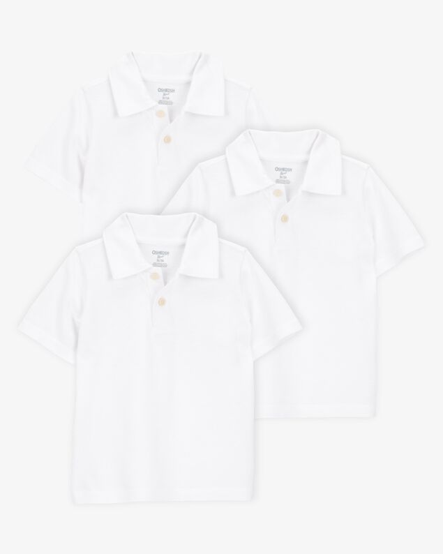 Product image 1 of Toddler 3-Pack Pique Uniform Polo Shirts - White