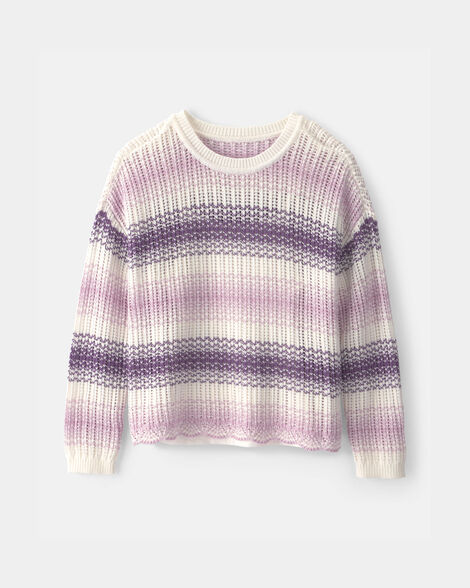 Girls Striped Sweater - Purple