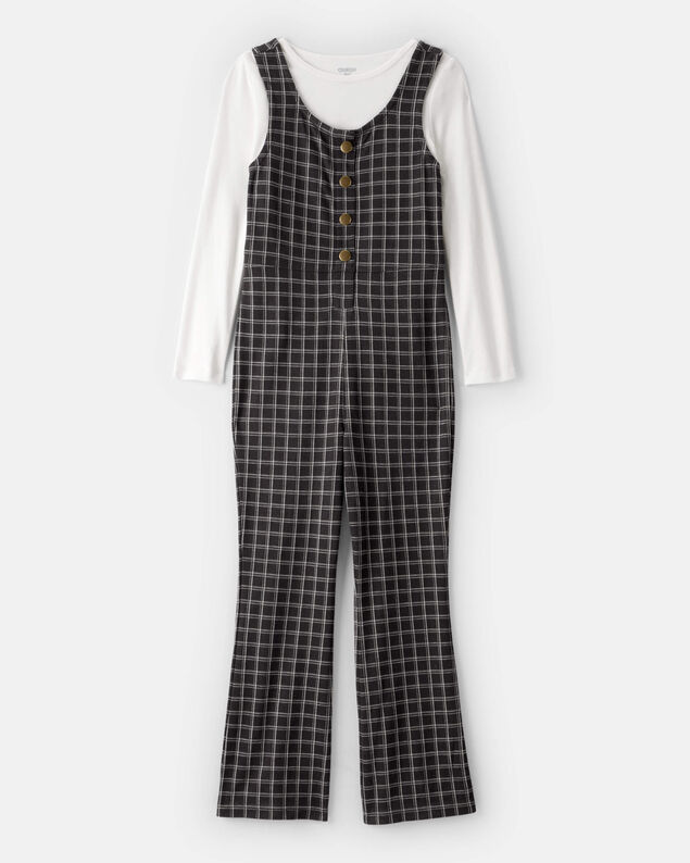 Product image 1 of Girls 2-Piece Plaid Long-Sleeve Jumpsuit 