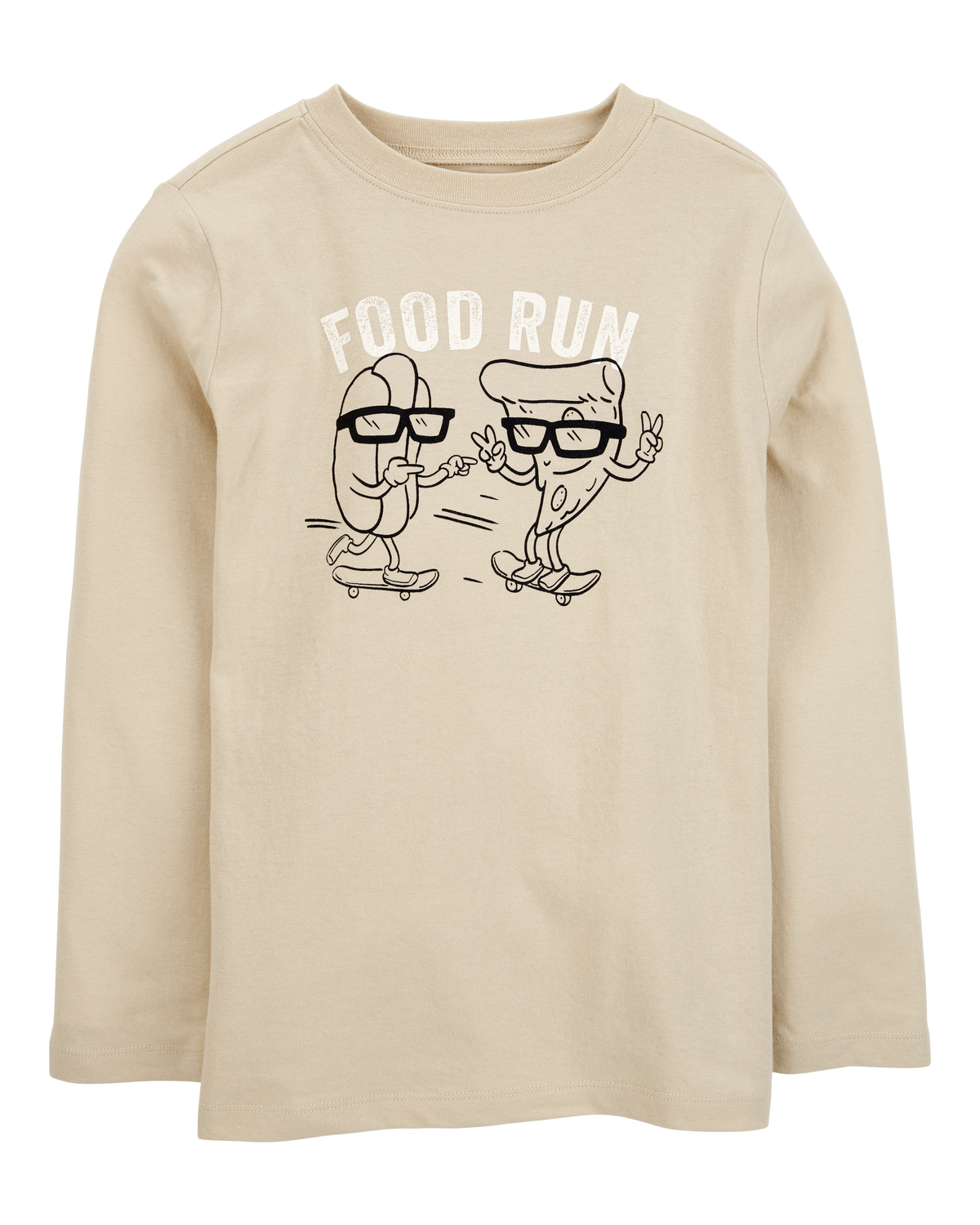 Kid Food Run Long-Sleeve Graphic Tee - Khaki