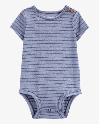 Product image 1 of Baby Striped Short-Sleeve Bodysuit - Navy