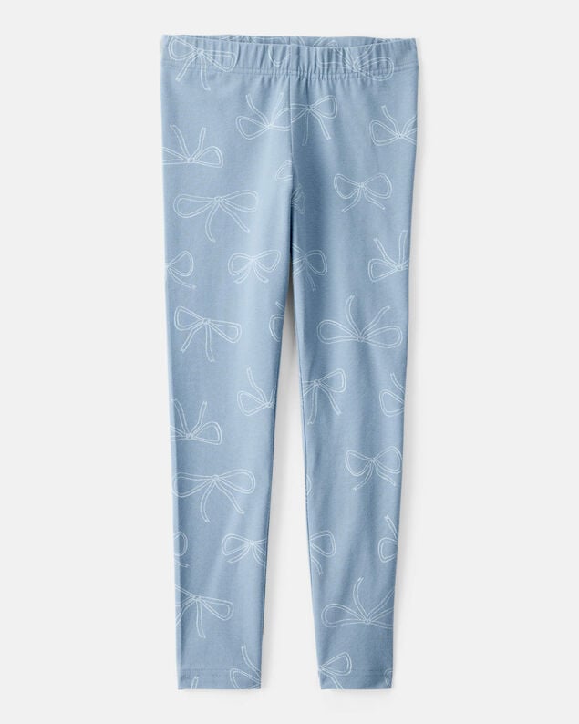 Product image 1 of Kid Cotton Bow Stretch Leggings - Blue