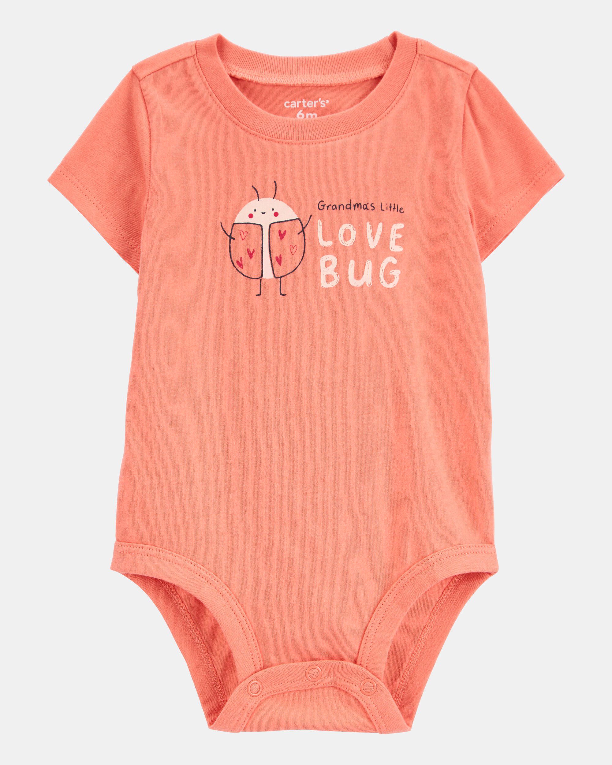 Baby Grandma's Little Love Bug Short-Sleeve Bodysuit - Peach
