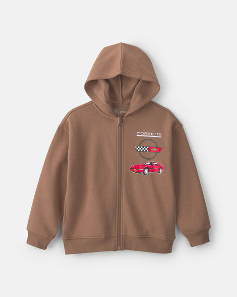 boys 'corvette' zip-up hoodie - brown