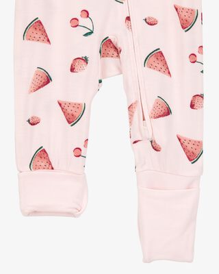 Product image 2 of Baby Watermelon Print 2-Way Zip PurelySoft Convertible Foot Sleep & Play Pajamas - Pink