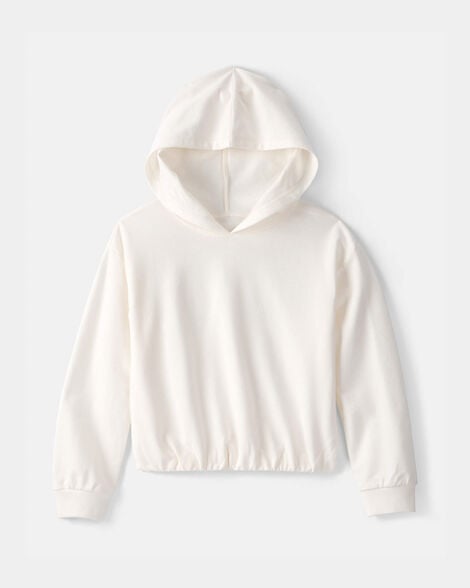 girls french terry hoodie - cream