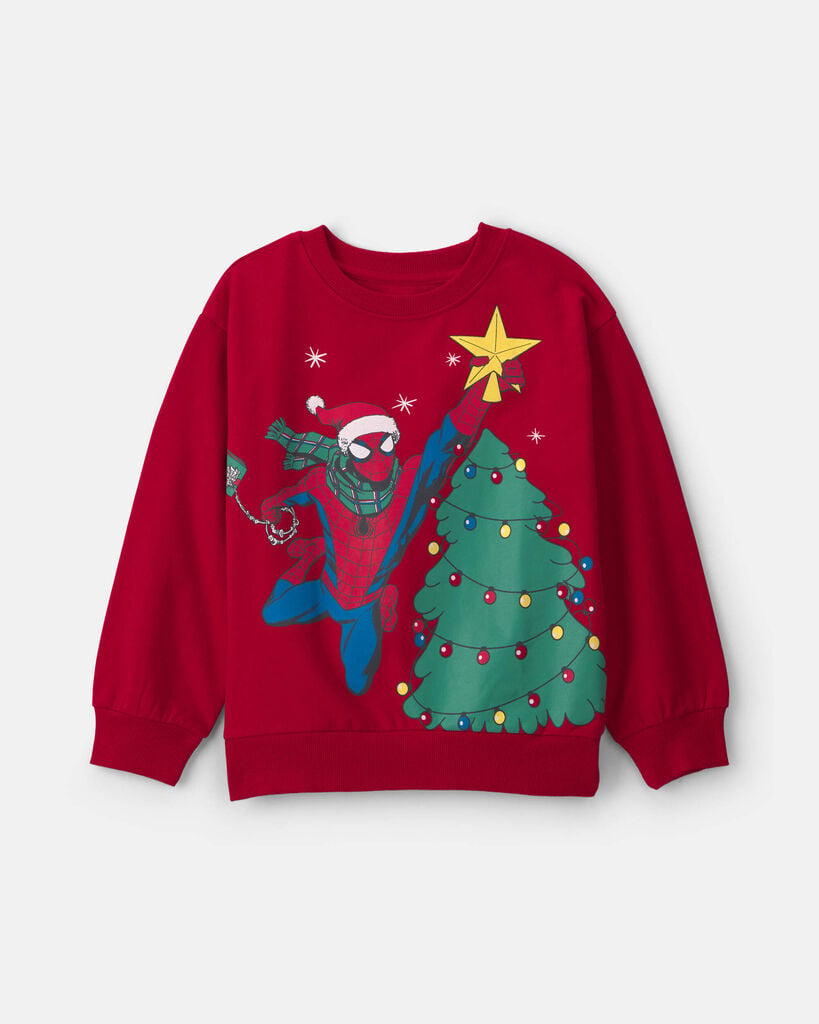 Carter's boys ©marvel spider-man christmas pullover sweatshirt 10 Red