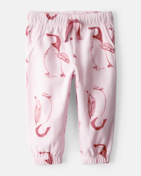 Baby Girl Penguin Cozy Jogger Pant - Pink