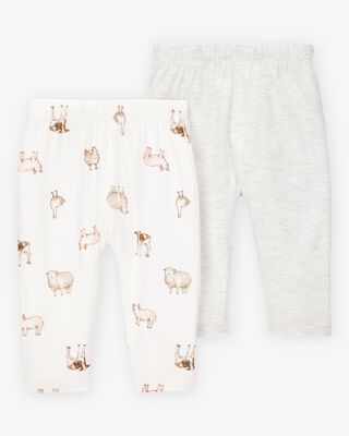 Product image 1 of Baby 2-Pack PurelySoft Pull-On Pants - Grey/Ivory