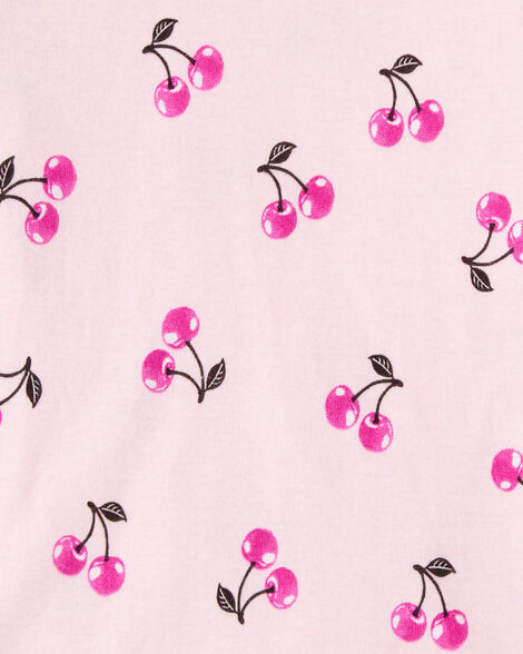 Product image 3 of Girls Cherries Print 100% Cotton Long-Sleeve 4-Piece Pajamas - Pink/White